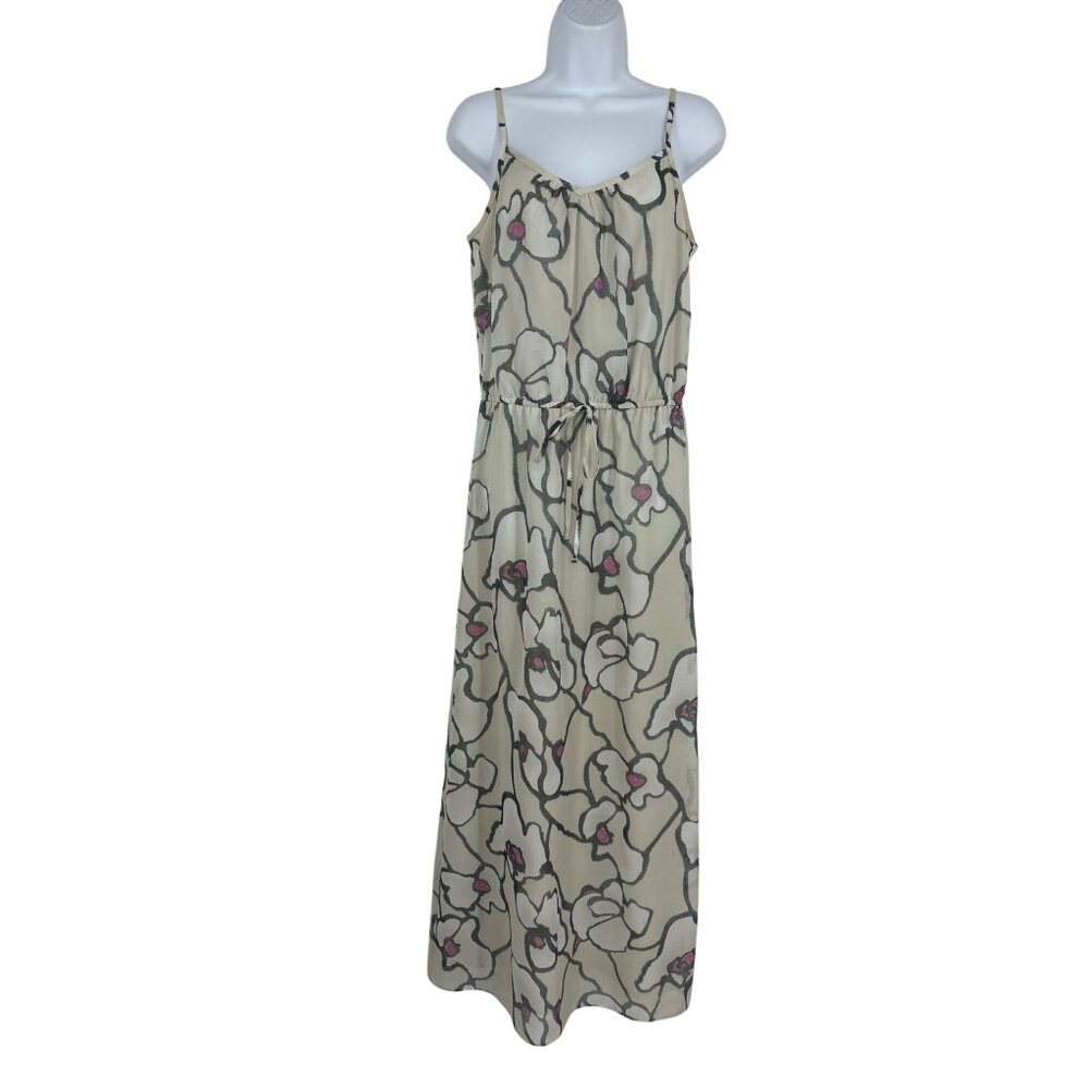Ann Taylor Loft Womens Floral Print Sleeveless Maxi Dress Beige & Gray Size S